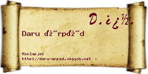Daru Árpád névjegykártya